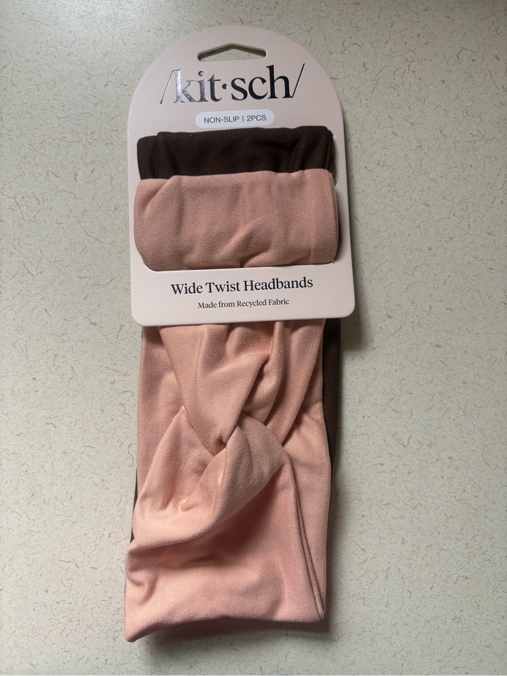 Kitsch Wide Twist Headbands - Blush Pink & Chocolate Brown